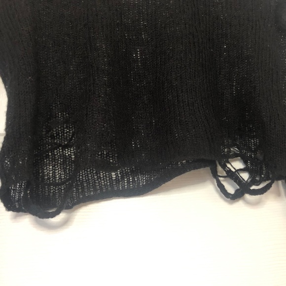 Cropped, distressed sheer knit sweater - Picture 2 of 5